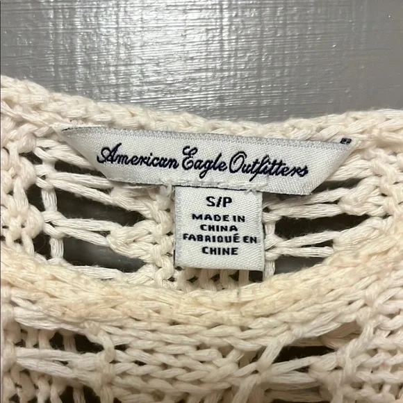 American Eagle Outfitters Cream Open-Knit Poncho - Picture 2 of 4